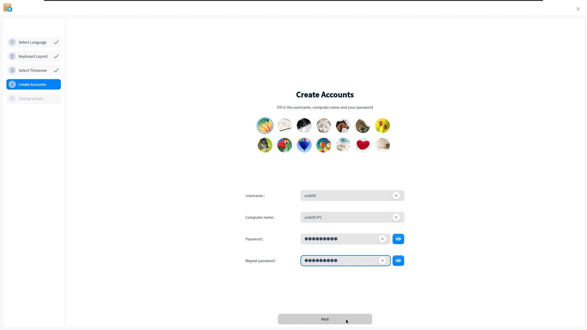 アカウント作成